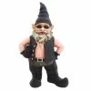 HOMESTYLES 14.5 in. H Biker Dude The Biker Gnome in Leather Motorcycle Riding Gear Holding His Saddlebag Home/Garden Gnome Statue