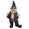 HOMESTYLES 20 in. H Biker Dude the Biker Gnome in Leather Motorcycle Riding Gear Holding His Saddlebag Home and Garden Statue