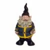 HOMESTYLES 13 in. H "Fireman the Hero" Garden Gnome Firefighter Holding a Fire Hose and Axe Figurine Statue