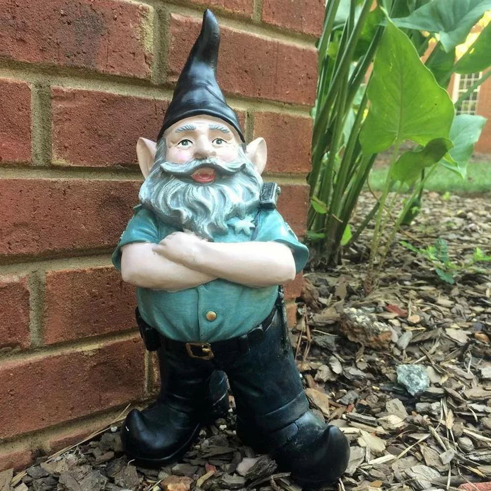 HOMESTYLES 13 in. H "Policeman the Hero" Garden Gnome Police Of1ficer Cop Figurine Statue - Image 6