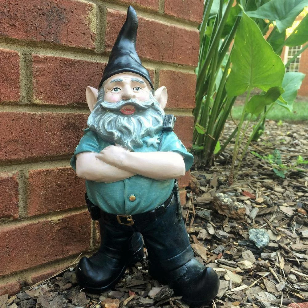 HOMESTYLES 13 in. H "Policeman the Hero" Garden Gnome Police Of1ficer Cop Figurine Statue - Image 2
