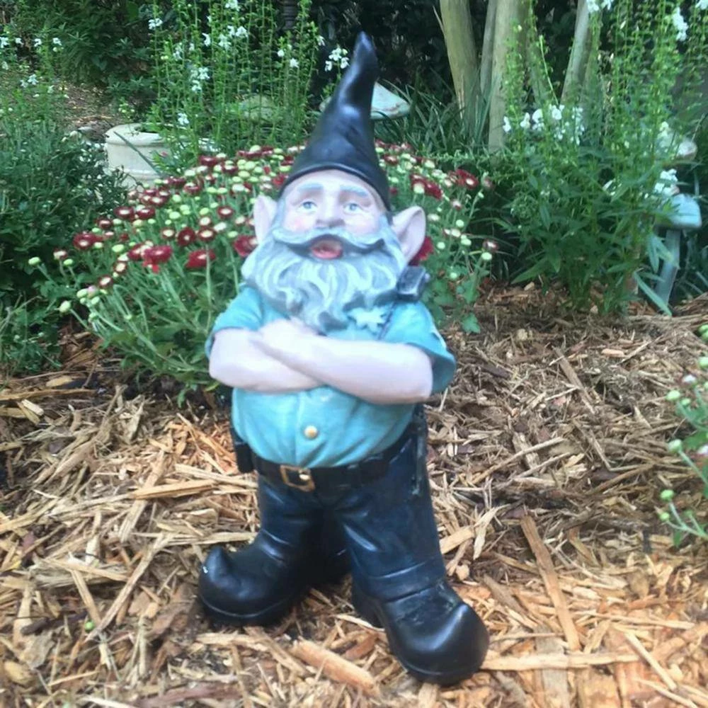 HOMESTYLES 13 in. H "Policeman the Hero" Garden Gnome Police Of1ficer Cop Figurine Statue - Image 8