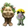 HOMESTYLES Stone Wash Sister Suzy Q and Baby the Muggly Face Statue Planter Pot (2-Pack)