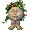 HOMESTYLES 14 in. Antique White Mama Petunia the Muggly Statue Face Planter Holds 6 in. Pot