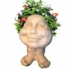 HOMESTYLES 12 in. Antique White Daisy the Muggly Statue Face Planter Holds 4 in. Pot