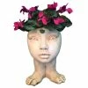HOMESTYLES 12 in. Antique White Cous Sally the Muggly Statue Face Planter Holds 5 in. Pot