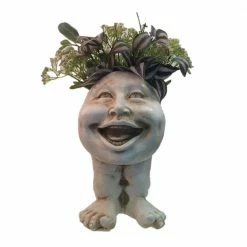 HOMESTYLES 14 in. Antique White Aunt Minnie Muggly Planter Garden Statue Holds 6 in. Pot