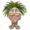 HOMESTYLES 18 in. Antique White Ole Salty the Muggly Statue Face Planter Holds 7 in. Pot