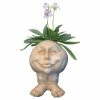 HOMESTYLES 12 in. Antique White Mama Petunia the Muggly Statue Face Planter Holds 4 in. Pot
