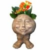 HOMESTYLES 12 in. Stone Wash Mama Petunia the Muggly Statue Face Planter Holds 4 in. Pot