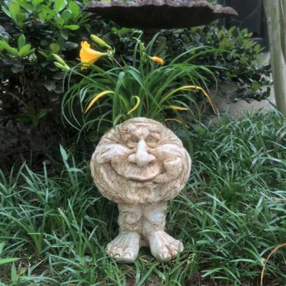 HOMESTYLES 12 in. Antique White Grandpa in. Old Hickory in. the Muggly Statue Face Statue Planter Holds 4 in. Pot - Image 4