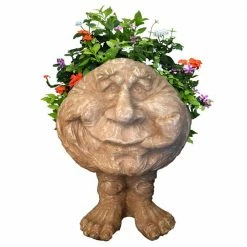 HOMESTYLES 12 in. Stone Wash Grandpa in. Old Hickory in. the Muggly Statue Face Statue Planter Holds 4 in. Pot