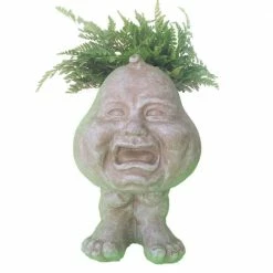 HOMESTYLES 8.5 in. Stone Wash Crying Brother the Muggly Face Statue Planter Holds 3 in. Pot