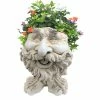 HOMESTYLES 13 in. Antique White Ole Salty the Muggly Statue Face Planter Holds a 5 in. Pot