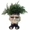 HOMESTYLES 13 in. H Biker Babe Antique White Muggly Face Planter in Motorcycle Attire Statue Holds 4 in. Pot