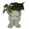 HOMESTYLES 13 in. Antique White Bulldog Muggly Planter Statue Holds 4 in. Pot