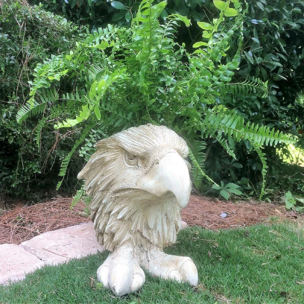 HOMESTYLES 13 in. Antique White American Eagle Muggly Mascot Animal Statue Planter Holds a 5 in. Pot - Image 5