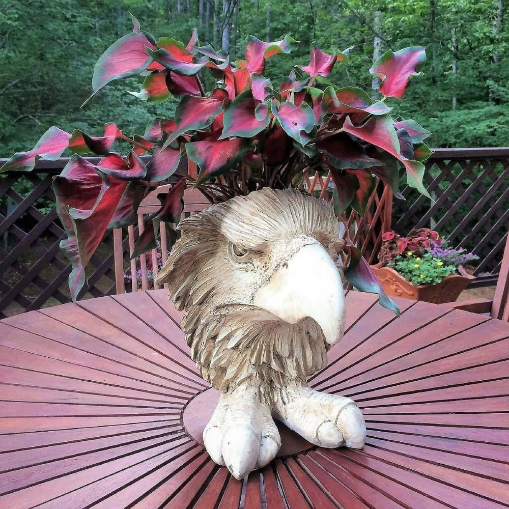 HOMESTYLES 13 in. Antique White American Eagle Muggly Mascot Animal Statue Planter Holds a 5 in. Pot - Image 3