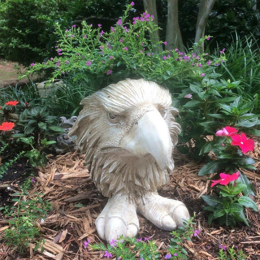 HOMESTYLES 13 in. Antique White American Eagle Muggly Mascot Animal Statue Planter Holds a 5 in. Pot - Image 6