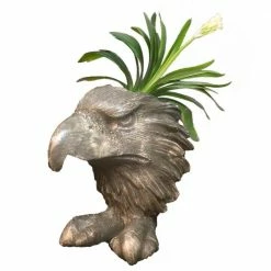 HOMESTYLES 13 in. Graystone Eagle Mascot Muggly Mascot Animal Statue Planter Holds a 5 in. Pot