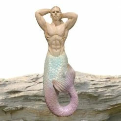 HOMESTYLES 15 in. Merman Mermaid Triton Shelf Sitter Nautical Beach Statue