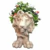 HOMESTYLES 9 in. Antique White Lion Mascot Muggly Mascot Animal Statue Planter Holds 3 in. Pot