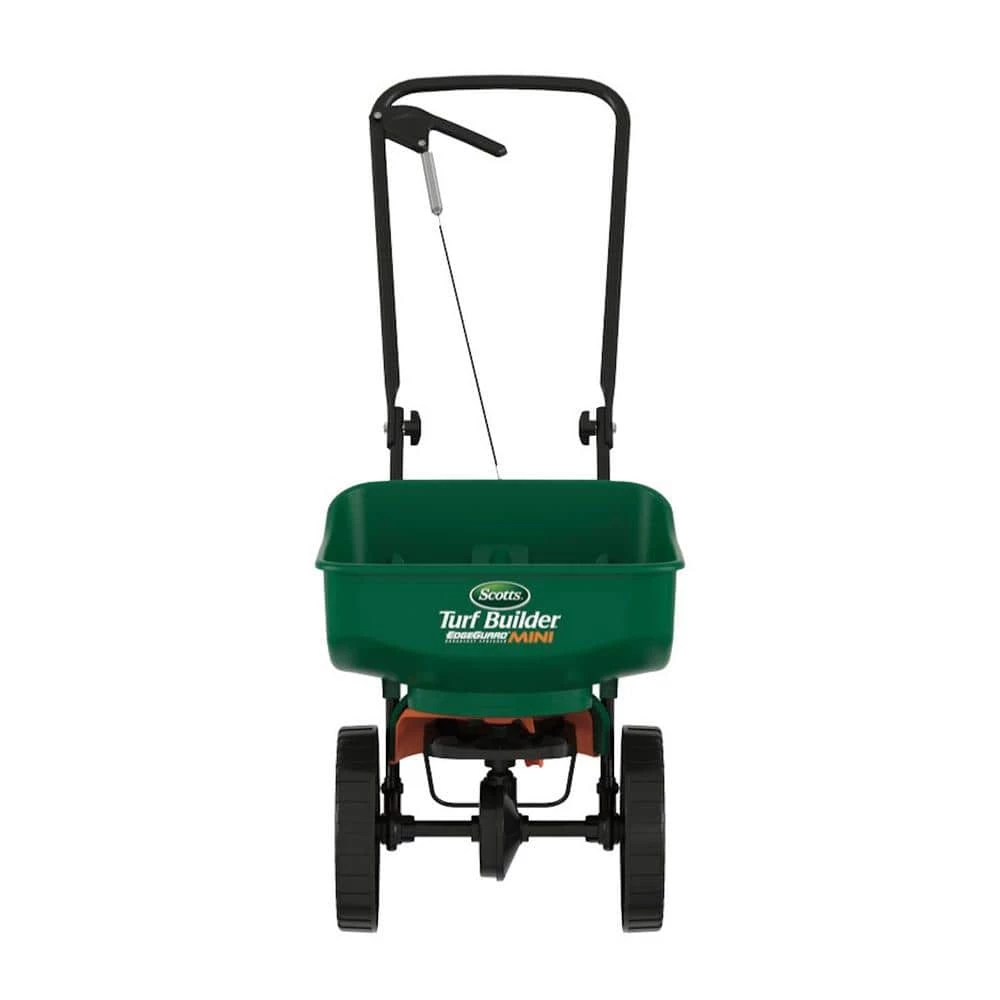 Scotts Turf Builder EdgeGuard Mini, 5,000 sq. ft. Broadcast Spreader for Seed, Fertilizer, and Ice Melt