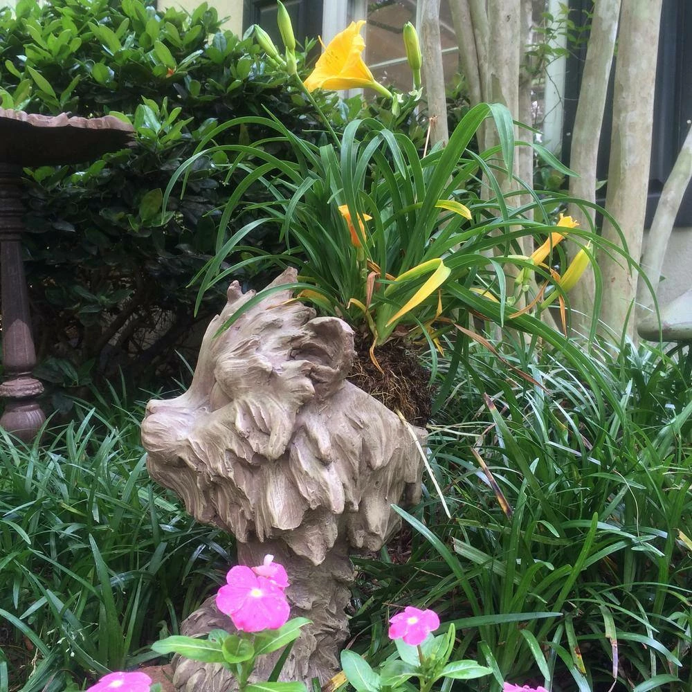 HOMESTYLES 12 in. Stone Wash Scruffy the House Cat Muggly Planter Statue Holds 4 in. Pot - Image 3