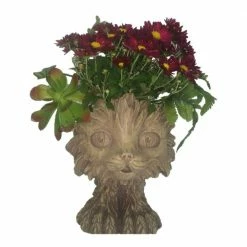 HOMESTYLES 12 in. Stone Wash Scruffy the House Cat Muggly Planter Statue Holds 4 in. Pot